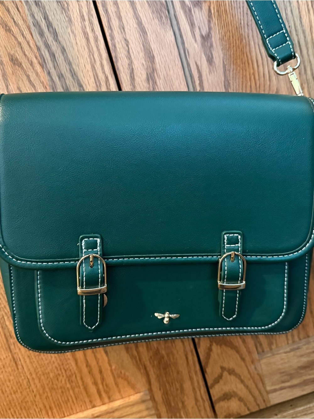 Fable England Green Crossbody Satchel Bag with Gold Hardware